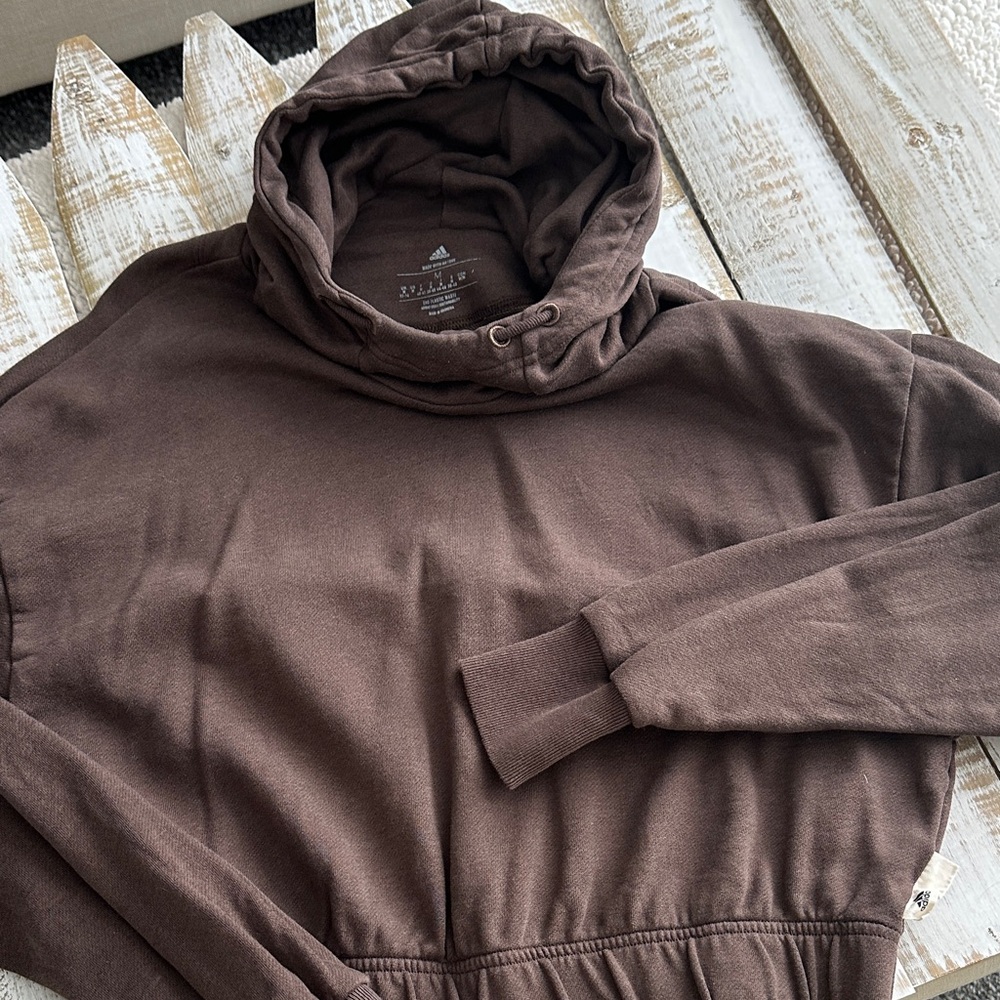 Adidas Women’s Cropped Hooded Sweatshirt Size M Brown